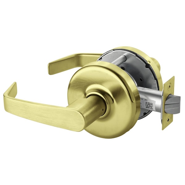 Grade 1 Privacy Cylindrical Lock, Newport Lever, Non-Keyed, Satin Brass Finish, Non-handed